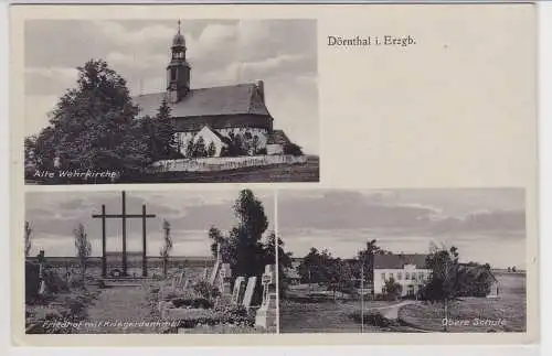 44609 AK Dörnthal im Erzgebirge - Alte Wehrkirche, Obere Schule, Friedhof 