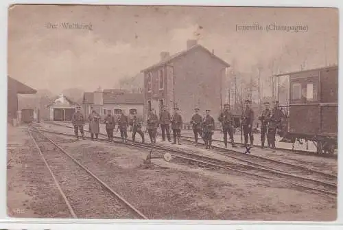 02952 Ak Juneville (Champagne) - Der Weltkrieg, Soldaten auf Gleisen 