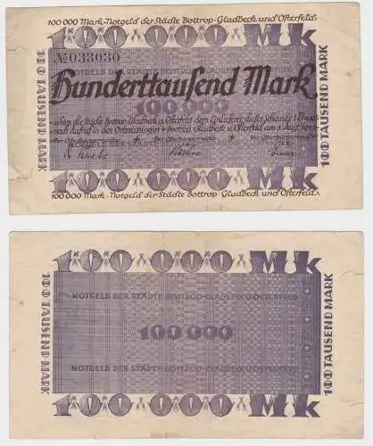 100000 Mark Banknote Bottrop, Gladbeck und Osterfeld 5.8.1923 (145192)