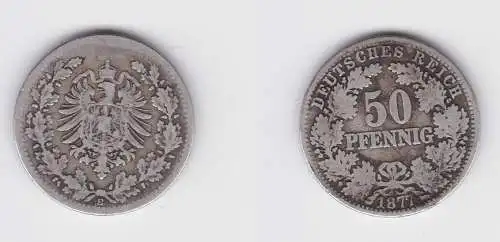 50 Pfennig Silber Münze Deutsches Reich 1877 E f.ss  (150577)