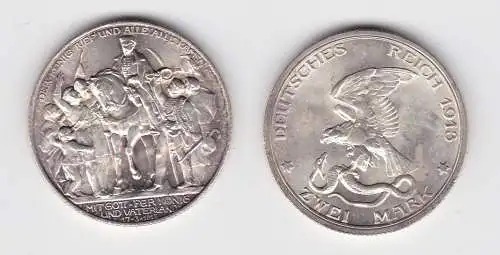 2 Mark Silbermünze Preussen Der König rief .... 1913 Jäger 109 vz (141276)