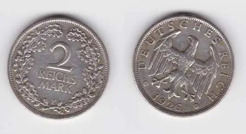 2 Mark Silber Münze Weimarer Republik 1926 F Jäger 320 ss (151720)