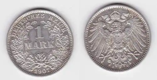 1 Mark Silber Münze Kaiserreich 1907 E vz (148139)