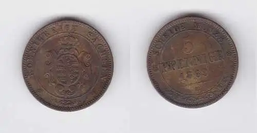 5 Pfennige Kupfer Münze Sachsen 1869 B (124152)