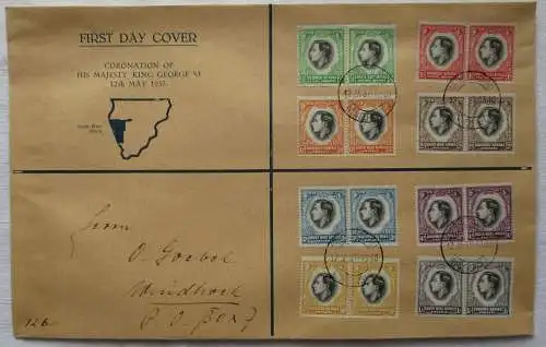 25128 seltener Ersttagsbrief FDC Süd West Afrika 12.V.1937 Krönung King GeorgeVI