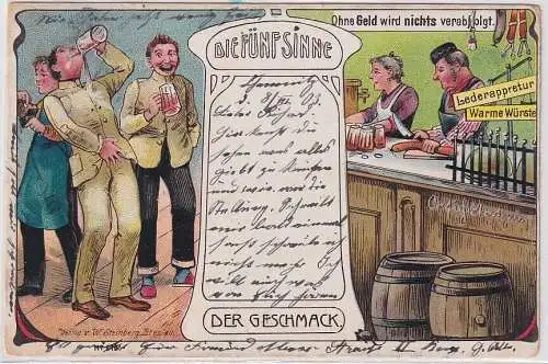 53638 Ak Die Fünf Sinne Der Geschmack - Ohne Geld wird nichts verabfolgt 1903