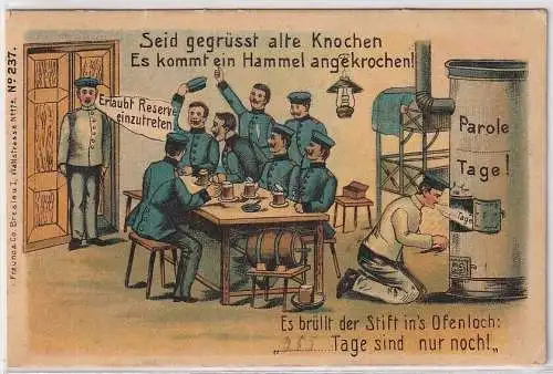 38962 Militär AK Seid gegrüsst alte Knochen Es kommt ein Hammel angekrochen 1908