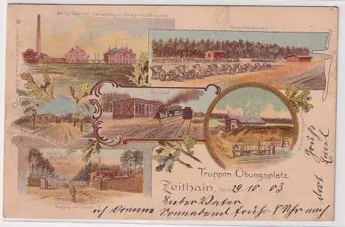 67682 AK Truppen-Übungsplatz Zeithain Geschützpark Bahnhof Pulver-Magazin 1903