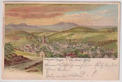 14645 AK Geyer im Erzgebirge Totalansicht 1906, Verlag Otto Stopp Buchhandlung