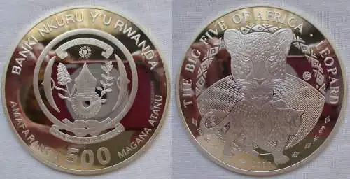 500 Franc Münze Ruanda 2010 Leopard Big Five of Africa 1 Oz Silber (165644)