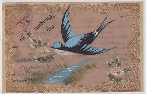 87382 transparente Ak Schwalbe "Va ou je voudrais être" 1906
