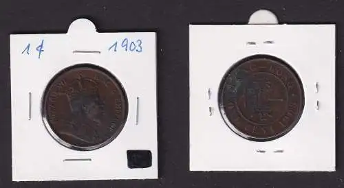 1 Cent Kupfer Münze Hongkong Edward VII 1903 ss (169666)