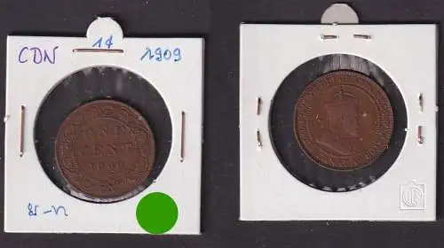 1 Cent Kupfer Münze Kanada Canada 1909 (154450)