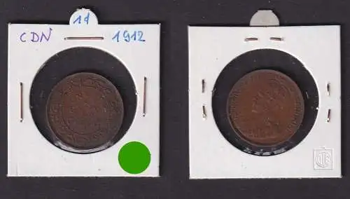 1 Cent Kupfer Münze Kanada Canada 1912 (159435)