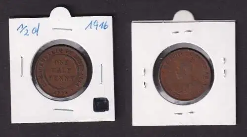 1/2 Penny Kupfer Münze Australien George V. 1916 ss (169576)