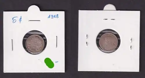 5 Cents Silber Münze Kanada Canada 1918 (150105)