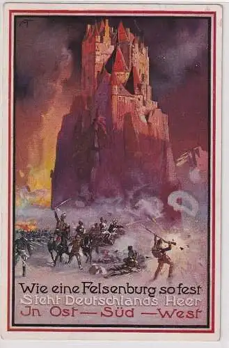 42698 patriotische Ak Wie eine Festung so fest steht Deutschlands Heer 1915