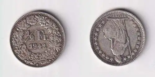 1/2 Franken Silber Münze Schweiz 1942 B ss (101284)