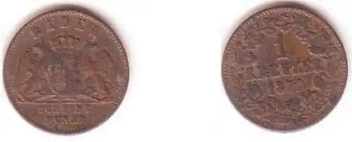 1 Kreuzer Kupfer Scheide Münze Baden 1863