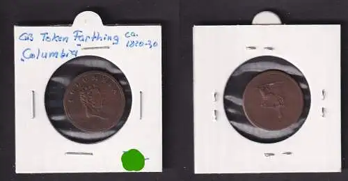 1820-1830 Great Britain 1 Farthing Token Großbritannien Columbia (156259)