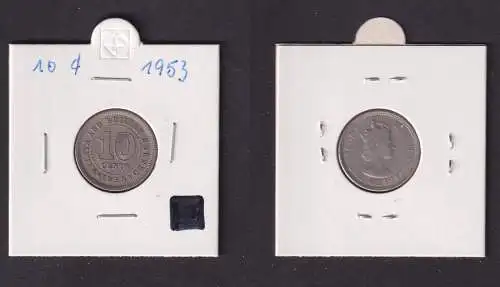 10 Cents Kupfer-Nickel Münze Malaya und britisch Borneo 1953 Elisabeth (160825)