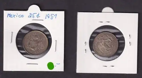 25 Centavos Silber Münze Mexiko 1951 (159088)
