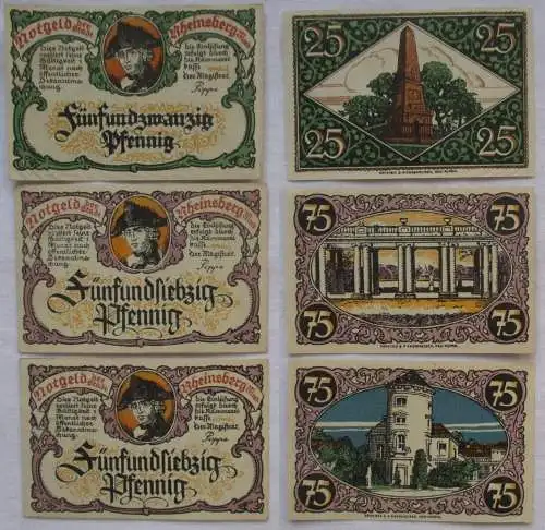 3 Banknoten Notgeld Stadt Rheinsberg Mark um 1921 (164349)