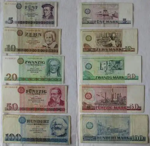 Banknoten Satz 5 bis 100 Mark DDR 1971-1975 gebraucht (167583)