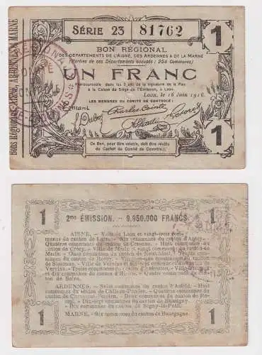 1 Franc Banknote Frankreich Notgeld Laon 16.Juni 1916 (158464)