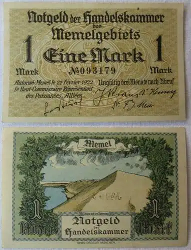 1 Mark Banknote Notgeld der Handelskammer des Memelgebiets Klaipeda 1922 /165213