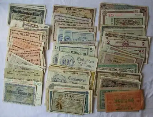 Sammlung mit 100 Banknoten Großnotgeld Inflation um 1923 (102593)