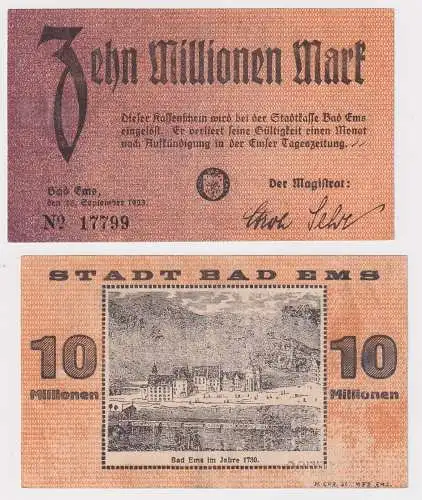10 Millionen Mark Banknote Inflation Stadt Bad Ems 15.September 1923 (169942)