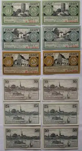 6 Banknoten Notgeld Stadt Orsoy 10, 25, 50 Pfennig 1. 5. 1921 (168621)