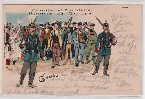 903443 Bruno Bürger Ak Zinndera! Zinndera! Kumme de Soldate! 1901