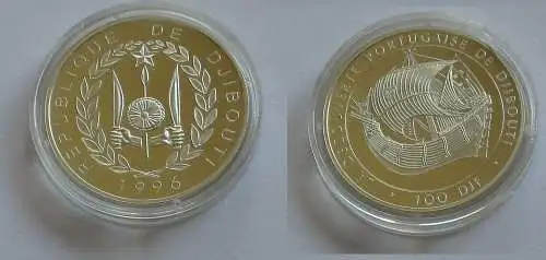 100 Francs Silbermünze portugiesisches Segelschiff 1996 (132103)