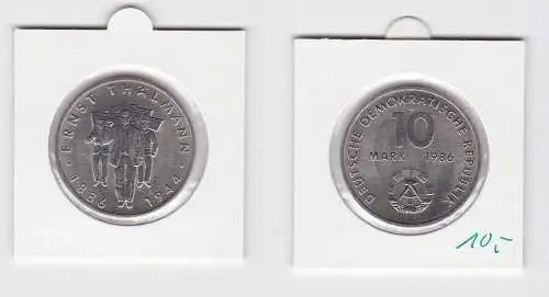DDR Gedenk Münze 10 Mark Ernst Thälmann 1986 Stempelglanz (133377)