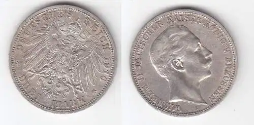 3 Mark Silber Münze Preussen Kaiser Wilhelm II 1910 (114751)