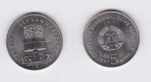 DDR Gedenk Münze 5 Mark Berlin Alexanderplatz 1987 (119983)