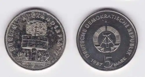 DDR Gedenk Münze 5 Mark 750 Jahre Berlin Alexanderplatz 1987 (123156)