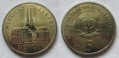 DDR Gedenk Münze 5 Mark Berlin Nikolaiviertel 1987 (117772)