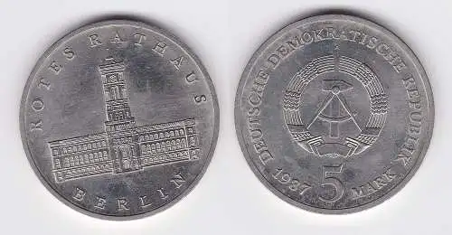 DDR Gedenk Münze 5 Mark Berlin Rotes Rathaus 1987 (101844)