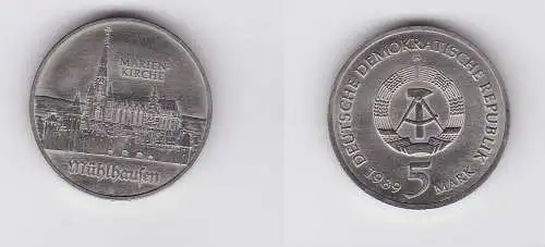DDR Gedenk Münze 5 Mark Mühlhausen Marienkirche 1989 (129505)