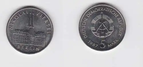 DDR Gedenk Münze 5 Mark Berlin Nikolai Viertel 1987 (123605)