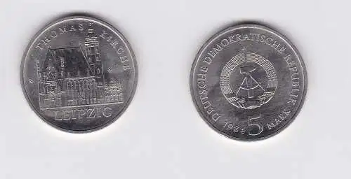 DDR Gedenk Münze 5 Mark Leipzig Thomaskirche 1984 (121323)