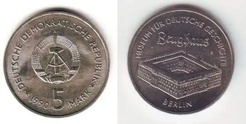 DDR Gedenk Münze 5 Mark Berlin Zeughaus 1990 (110687)