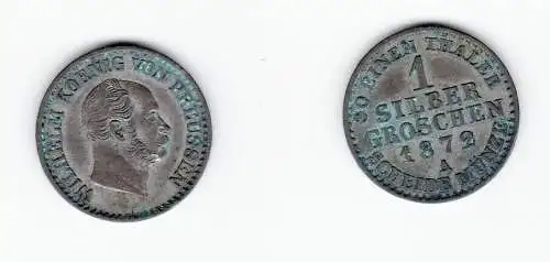 1 Silbergroschen Münze Preussen Wilhelm I. 1872 A (123679)