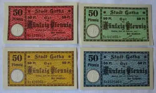4 x 50 Pfennig Banknoten Gotha 20.Westhüringer Gauturnfest Gotha 2-4.Juli 1921