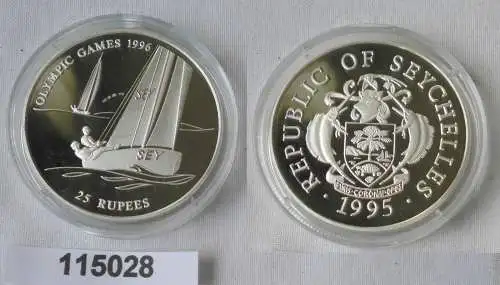 25 Rupees Silbermünze Seychellen Olympiade 1996 Atlanta Segler 1995 (115028)