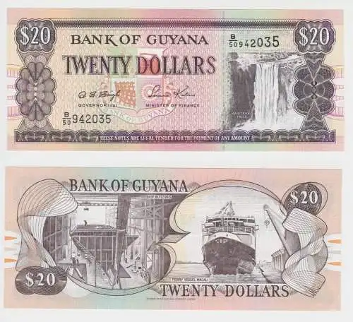 20 Dollar Banknote Bank of Guyana 1996 Pick 30b (153210)
