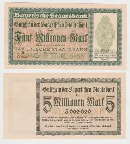 5 Million Mark Banknote Bayerische Staatsbank München 1. August 1923 (114793)